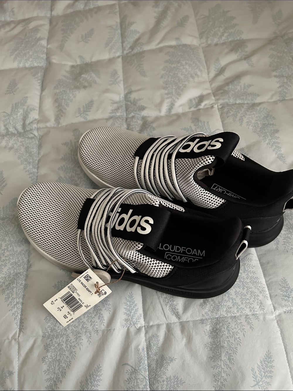 adidas Black and White Slip-On Athletic Sneakers
